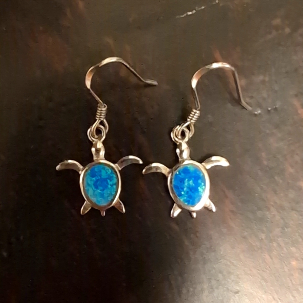 Moonstone Silver Turtle Earrings